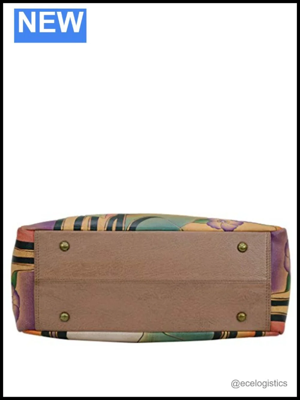 Handpainted Leather Hobo Bag with Multiple Pockets